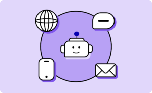 Conversational AI connecting business messaging channels including chat, email, phone, and web.