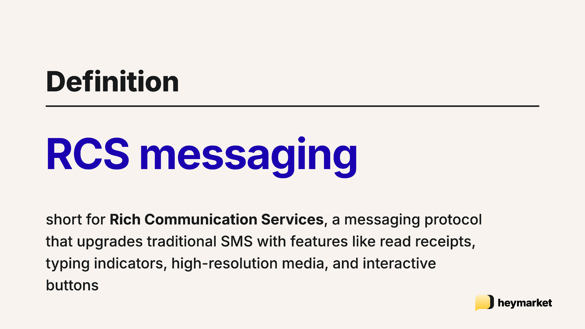 Definition of RCS messaging: a protocol that upgrades SMS with read receipts, typing indicators, high-resolution media, and interactive buttons