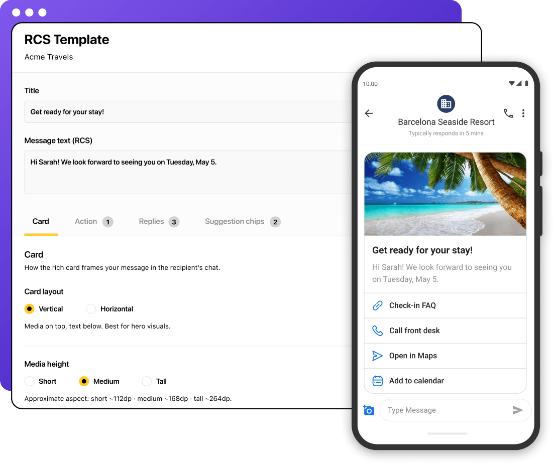 Illustration of RCS template and preview