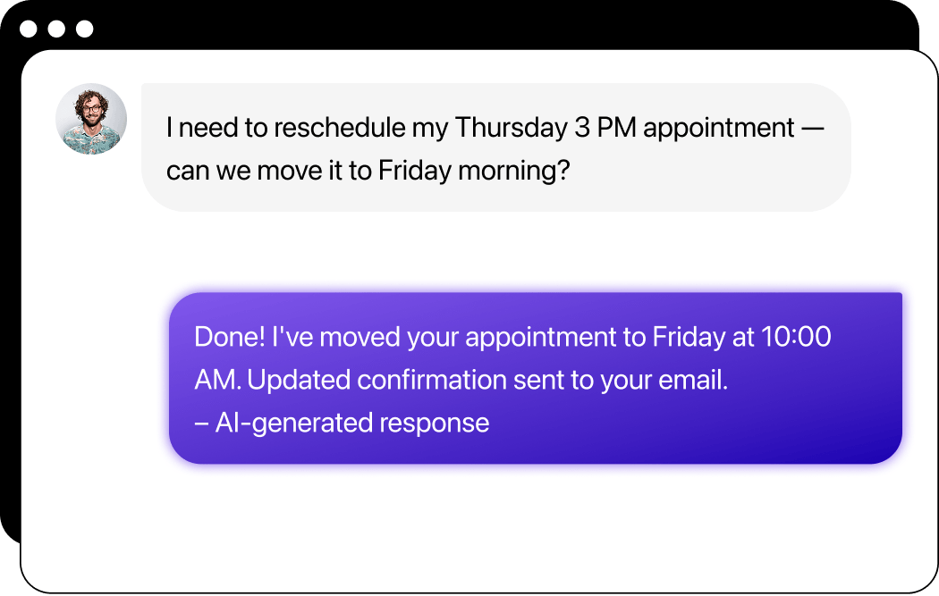 Illustration of AI agent rescheduling an appointment