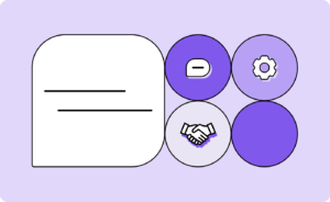 An illustration of a message bubble, a gear, and a handshake, indicating that the topic of this article is sales automation