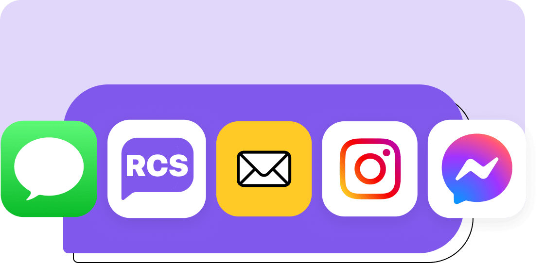 Omnichannel logos (SMS, RCS, Email, Instagram, FB Messenger)