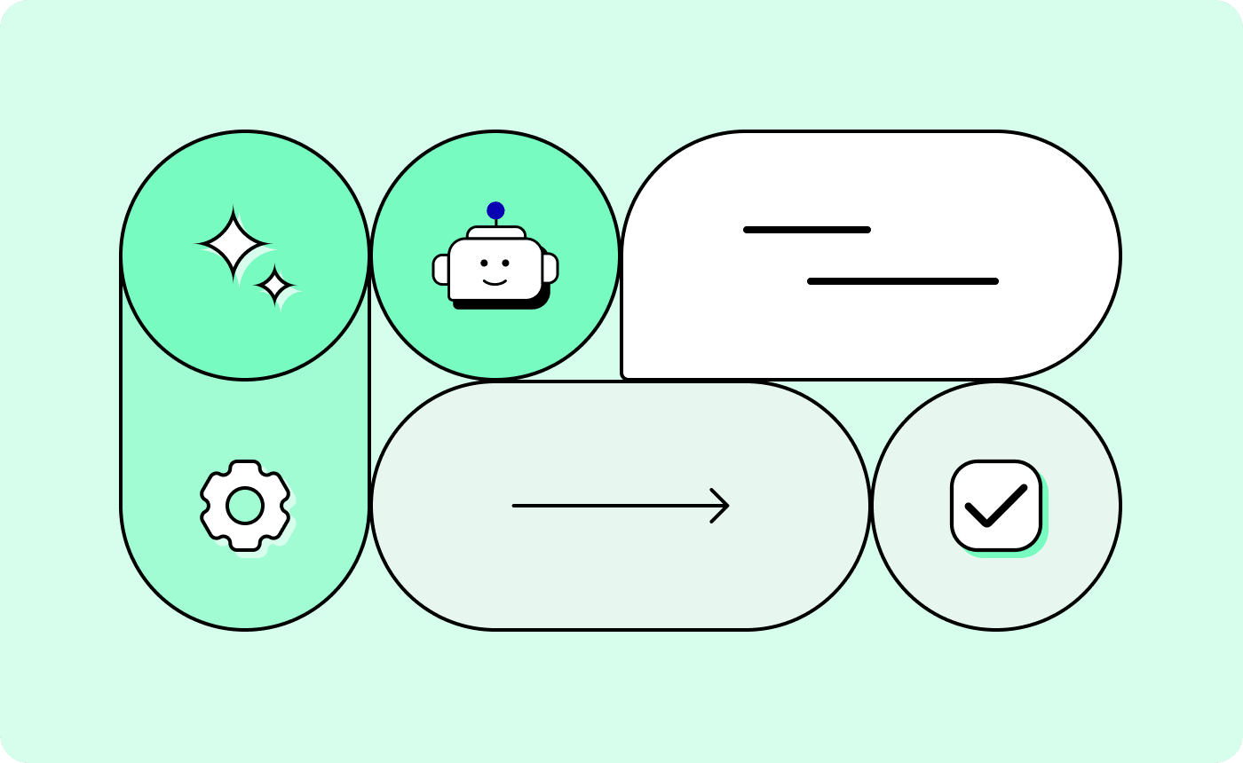 An illustration with the little stars that indicate AI, a little robot, and an arrow indicating that this post is about agents streamlining workflows.